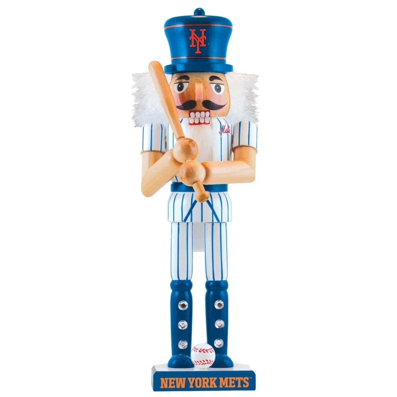 York Mets Collectible Nutcracker Hand-Crafted Wood Team Colors Baseball Bat